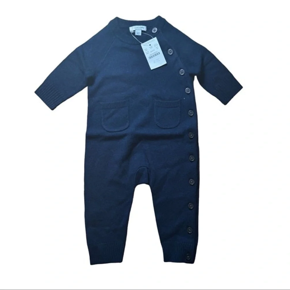 NWT J Crew Crewcuts Baby Boy 100% Cashmere One Piece Navy Winter Holiday‎